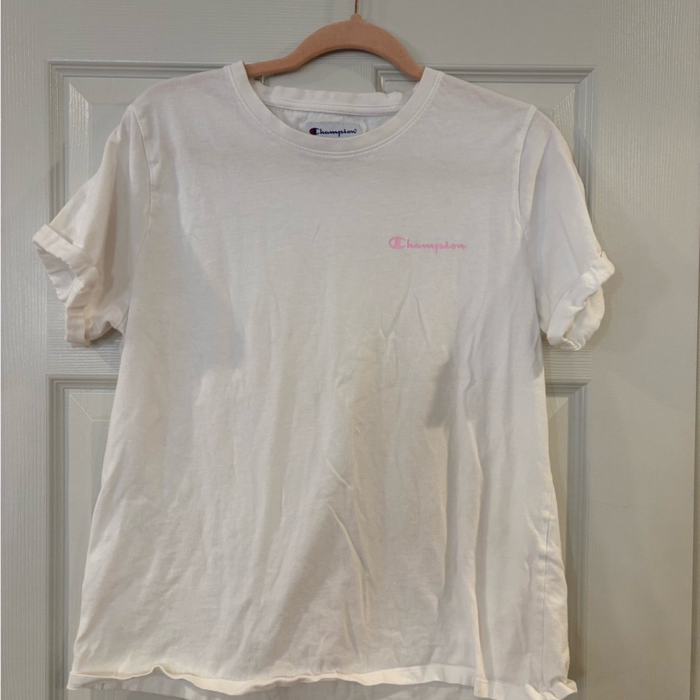Champion White Athletic T-Shirt Lg
